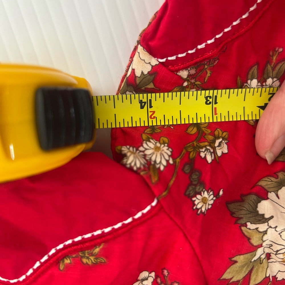 Tang Chao Red Floral Qipao Cheongsam Dress Cotton Mandarin Collar Size M - Picture 9 of 10
